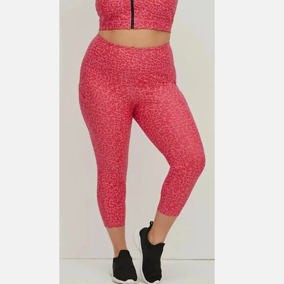 TORRID Crop Leggings Performance Core Coated Leopard Pink - Picture 1 of 6
